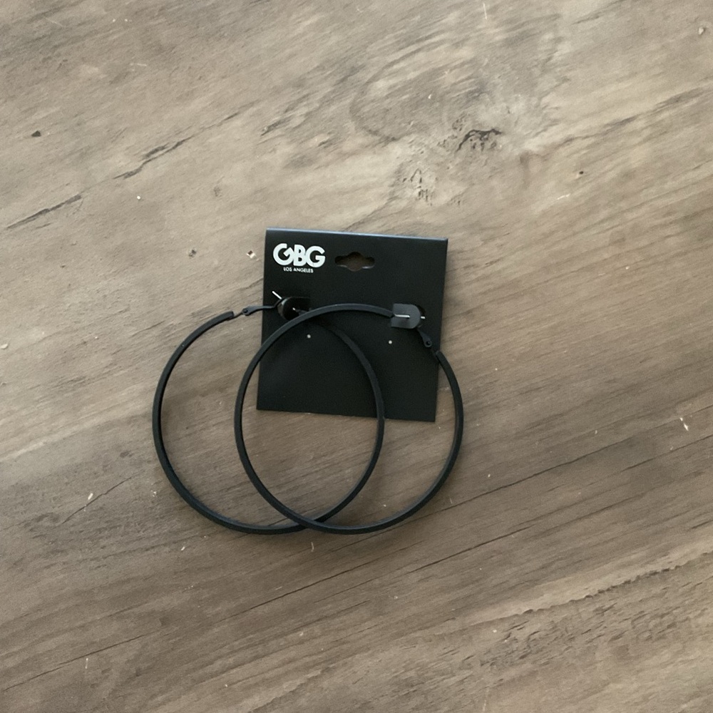 GBG Los Angeles Black Hoop Earrings